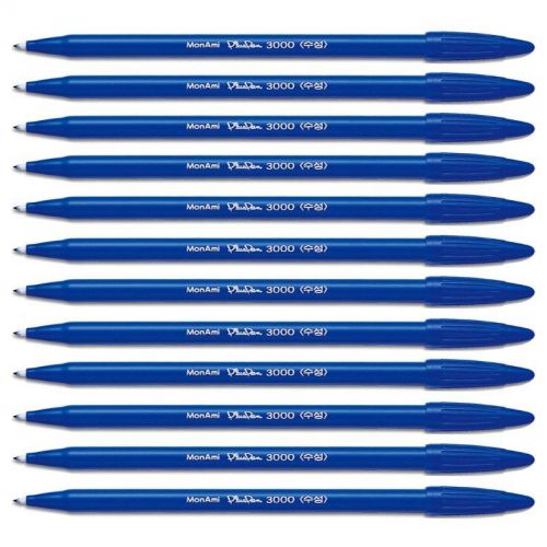 Monami plus pen 3000 water based ink type felt tip broad line pen (blue 12 pcs) for sale