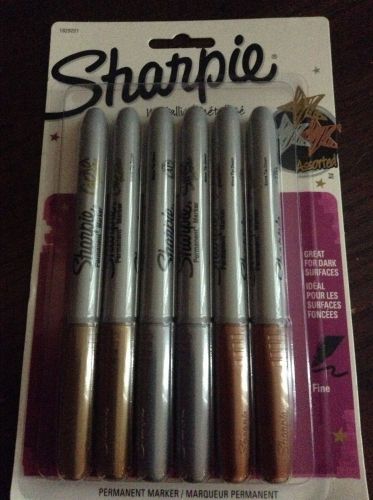 Sharpie 1829201 Metallic Fine Point Permanent Marker, 6-Pack, Gold Silver Bronze