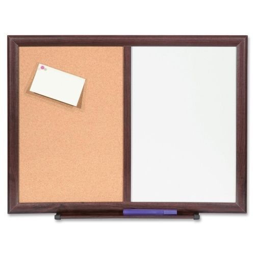 LLR84270 Dry-Erase Bulletin Board Combo, 24&#034;x18&#034;, Mahogany