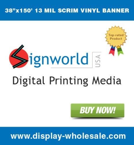 13 oz scrim vinyl banner 38&#034; x 150&#039; gloss (roland, mutoh, mimaki) wide format for sale