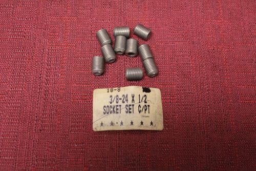 3/8-24 x 1/2&#034; 18-8 stainless steel socket set screw cup point pkg 10 new for sale