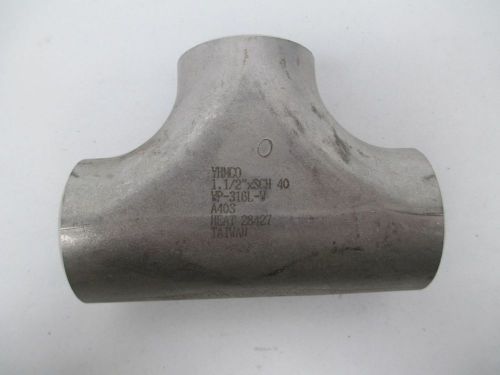 New yhmco 1-1/2xsch 40 wp-316l-w stainless butt weld tee fitting 1-1/2in d310198 for sale