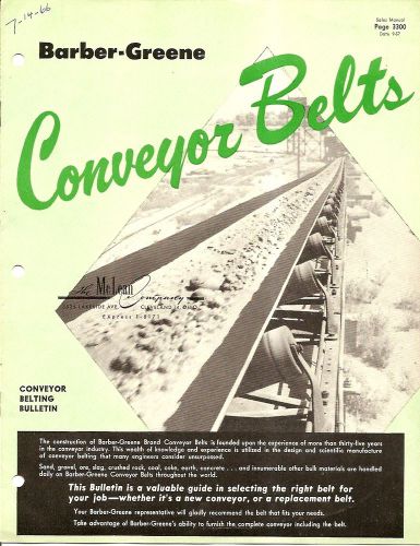 Equipment brochure - barber-greene - conveyor belts belting  - 1957 (e1676) for sale