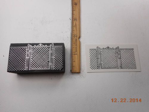 Letterpress Printing Printers Block, Garden Gate w Chain Length Fence