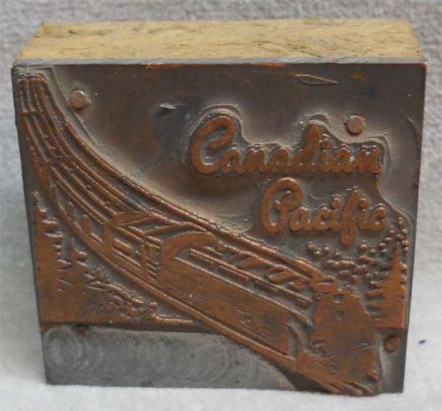 Vintage Brass &amp; Wood CPR Canadian Pacific Railway Advertising Printers Block.