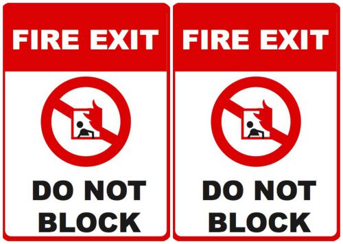 Fire exit - do not block sign door warning set of 2 signs commercial saftey for sale