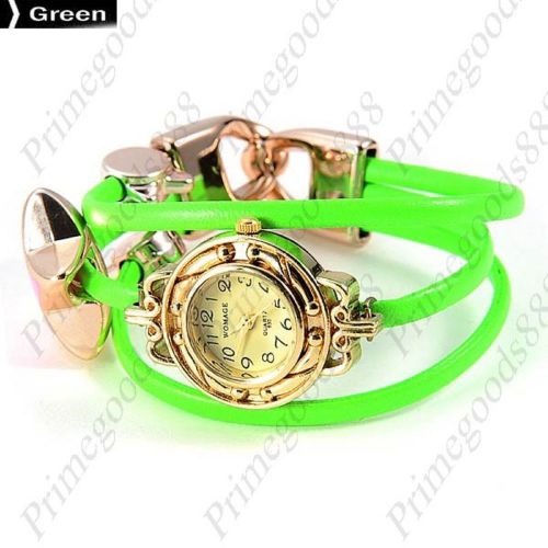 Charm spaghetti pu leather round analog quartz wrist wristwatch women&#039;s green for sale