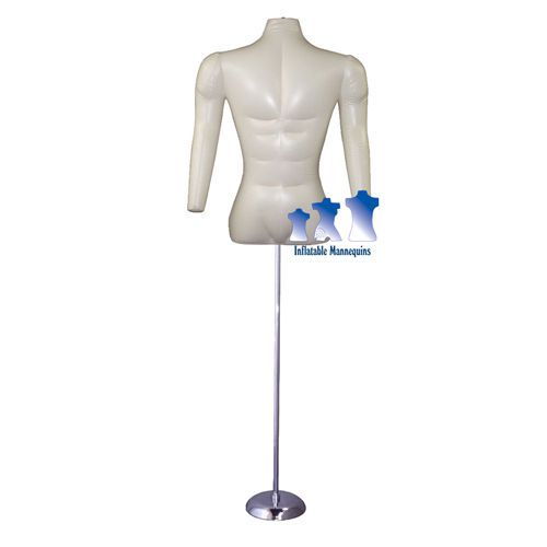 Inflatable male torso with arms, ivory and ms1 stand for sale