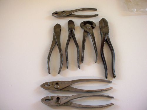 VINTAGE LOT OF 7  PLIERS, - BLUE GRASS,DIAMOND DULUTH ,BUSHNELL, LECTROLITE,ETC.