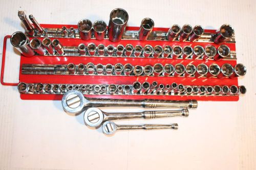 HUSKY TOOLS 1/2&#034; 3/8&#034; 1/4&#034; DRIVE CHROME METRIC &amp; SAE SOCKET RATCHET LOT 80+ USA