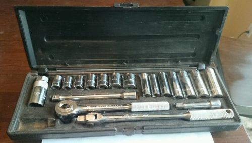 Vintage Penncraft 19 piece Socket Set 3/8 drive American 3/8-3/4