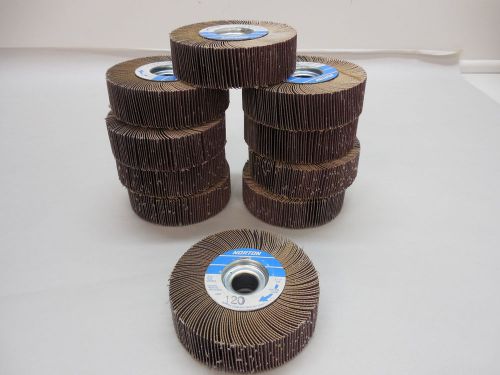 NORTON R265 FLAPWHEEL 3-1/2&#034; x 1&#034; x 5/8&#034; x 120 GRIT 10-pk