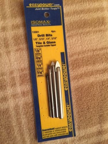 New easypower isomax 13301 glass tile drill bit set 1/8, 3/16, 1/4, 5/16 sealed for sale