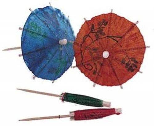 QTY 72 - 4&#034; DRINK PARASOL PICKS ASSORTED COLORS, FOOD PICKS, DRINK PICKS