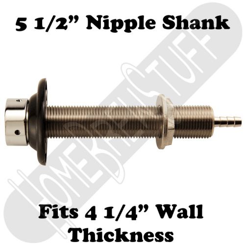 5 1/2&#034; Draft Beer Nipple Shank Assembly Chrome 3/16 Bore Kegerator Tap Homebrew