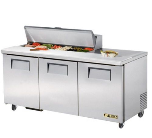 True TSSU-72-12 Food Prep Table: Solid 3 Door Sandwich / Salad Unit 115V