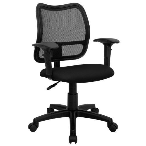 Flash furniture wl-a277-bk-a-gg mid-back mesh task chair with black fabric seat for sale