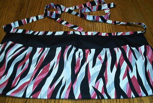 WAITRESS APRON PINK BLACK AND WHITE ZEBRA