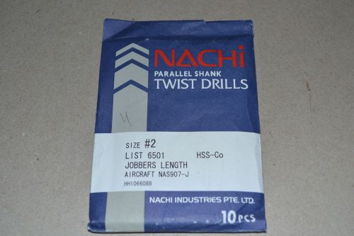 NACHI #2 HSS/COBALT DRILLS JOBBERS LENGTH-AIRCRAFT &#034;NEW&#034; 10 Pcs