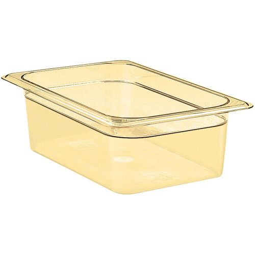 CAMBRO 1/2 GN HIGH HEAT FOOD PAN, 4&#034; DEEP, 6PK AMBER 24HP-150