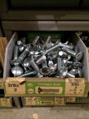 Lot Of 36 HILLMAN Carriage Head Bolts 3/8&#034; X 4 1/2&#034; Zinc Plated Steel