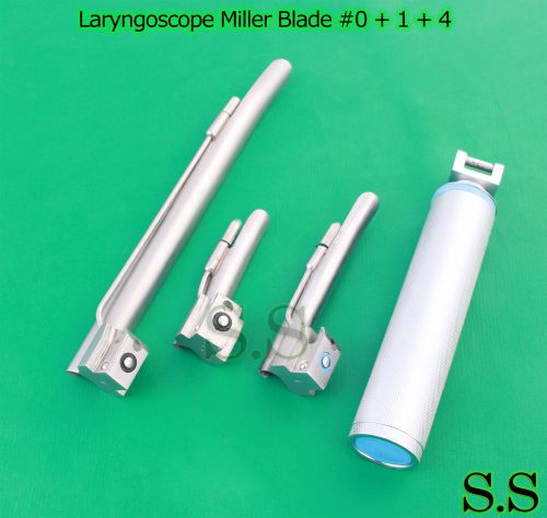 LARYNGOSCOPE MEDIUM HANDLE C + 3 MILLER BLADE #0 + 1 + 4 ENT ANESTHESIA SET