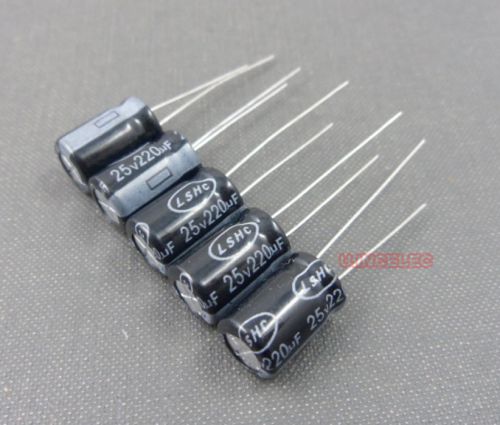 100pcs 220uF 25V Electrolytic Capacitor Long Life 105degC LS