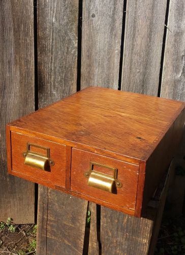 ANTIQUE  VTG. YAWMAN &amp; ERBE MFG TIGER OAK DOUBLE DRAWER FILE CABINET