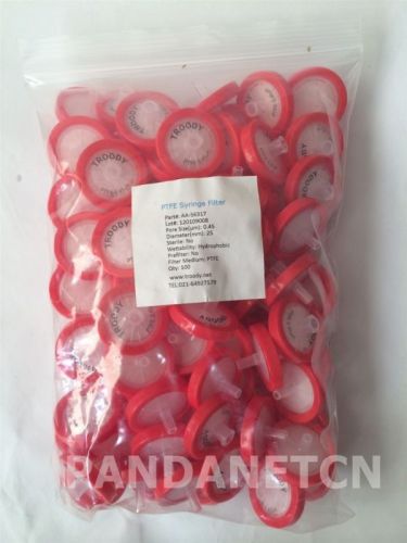 NEW 25pcs PTFE Syringe Filters 25mm 0.45um non-sterilized