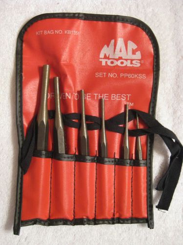 MAC TOOLS PIN PUNCH 6 PIECE SET PP60KSS VINTAGE NOS MACHINE STEEL MADE USA NEW