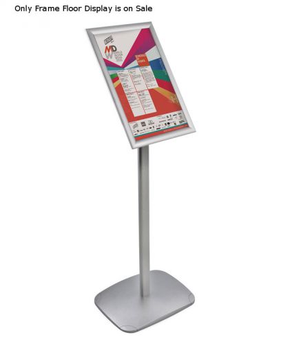 Angled Snap Frame Floor Display on Straight Metal Pole Base 11&#034; x 17&#034;