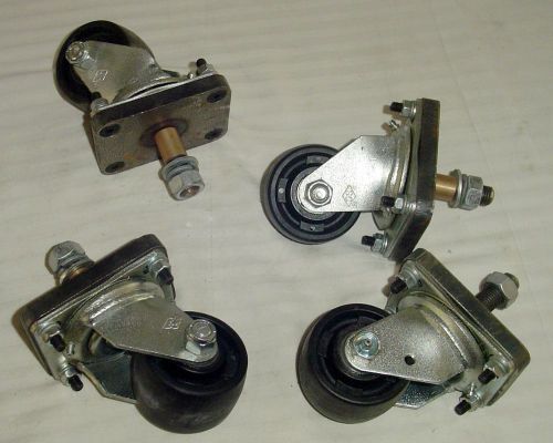 Set of 4 Heavy-Duty Industrial Casters   3&#034; wheel diameter 1-3/4&#034; Tread Width