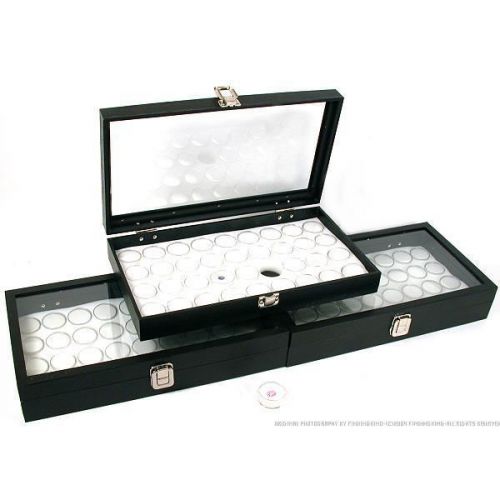 108 Gem Jars White Display Tray Glass Lid Travel Case