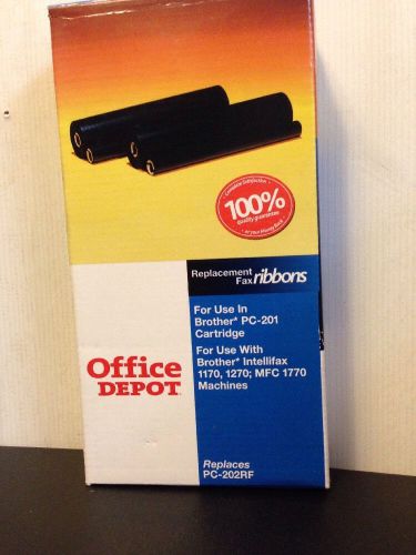 Office Depot 775-191, 2 Replacement Fax Ribbon(PC-202RF) For Brother PC-201, NEW