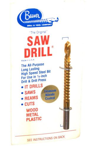 Beaver Saw Drill Bit All Purpose  High Speed 1/4&#034; TITANIUM NITRIDE COATED new