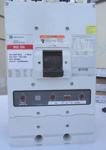 Cutler Hammer MDL 50K MDL3800F 800 Amp 600 VaC Circuit Breaker + M3800T trip