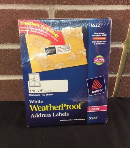 Avery White WeatherProof Address Labels Laser 5522 1-1/3&#034; x 4&#034; *NEW*