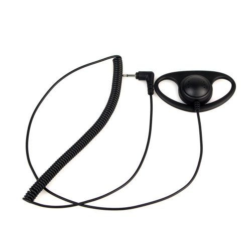 Black Listen Only D Shape Earpiece for Radio Mic speaker  with a 2.5mm mono jack