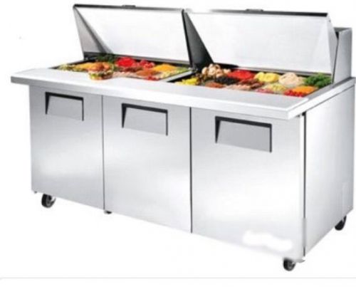 NEW MEGA TOP 72&#034; 3 DOOR SANDWICH PREP UNIT Big PREP TABLE 30 Pan Container Board