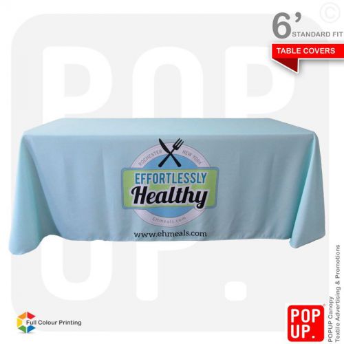 6ft table cover custom printed, standard fit, 4 sided, fast delivery for sale