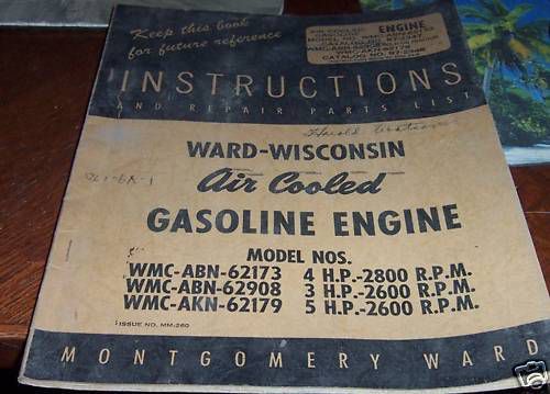 MONTGOMERY WARD-WISCONSIN REPAIR PARTS LIST ABN AKN