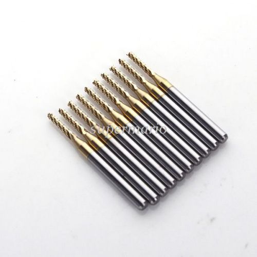 10 Set Titanium Coated Carbide Engraving Bit CNC/PCB Machinery Rotary 0.07&#034;1.8mm