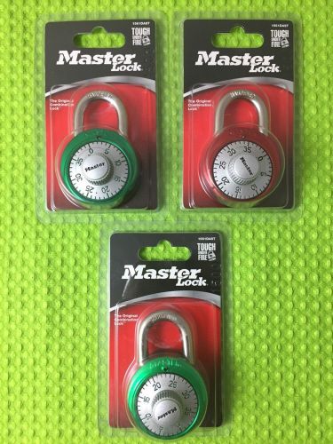 Master lock qty 3 151651dast red and green combination locks - new for sale