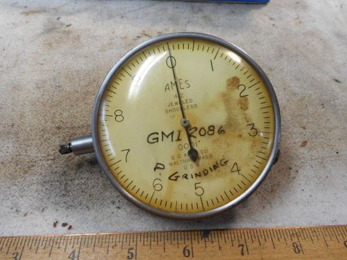 AMES NO 412 .0001&#034; DIAL INDICATOR .050&#034; Range HUGE 3.5&#034; FACE WITH LUG BACK