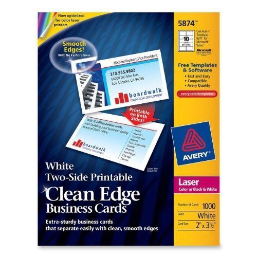 Avery Two-Side Printable Clean Edge Business Cards for Laser Printers, White,