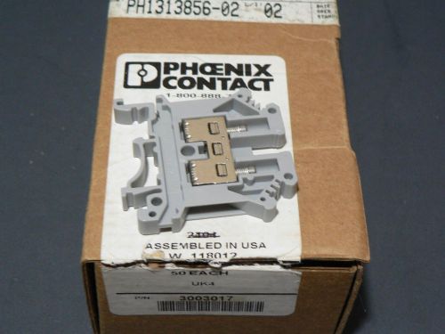 50 PCS PHOENIX CONTACT 3003017 UK4 TYPE TERMINAL BLOCKS &#034;FREE US SHIPPING&#034;