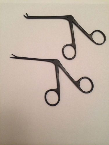 Set of 2 HOUSE Alligator Forceps 3.5 &#034;shaft serrated jaws 0.9mmx4.0mm ENT Inst