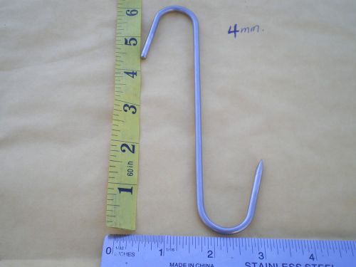 25 PCS. HEAVY DUTY STAINLESS STEEL MEDIUM MEAT/POULTRY S HOOKS, 6&#034; X 4MM.