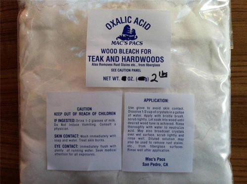 OXALIC ACID, 2 lbs. RUST REMOVER, BLEACH TEAK DECKS,  CLEAN GEMS, ROCKS, LEATHER