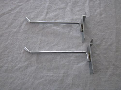 LOT OF 2 SILVER TONE 6&#034; SLAT / GRID WALL RETAIL HANGER DISPLAY HOOKS